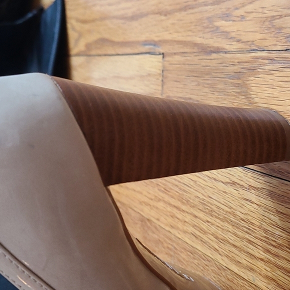 Calvin Klein Beige Heels with Chrome Accent - Picture 2 of 5